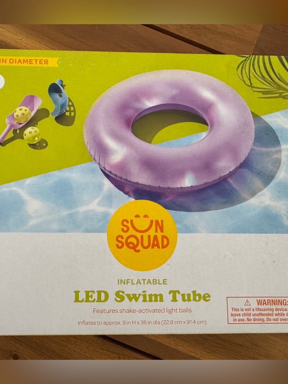 NEW Sun Squad Inflatable LED Swim Tube - Lavender